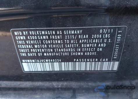 2012 Volkswagen Golf Tdi 4-Door from USA, damaged, VIN WVWDM7AJ4CW040234